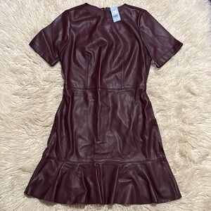 J. Crew Burgundy Leather Mini Dress